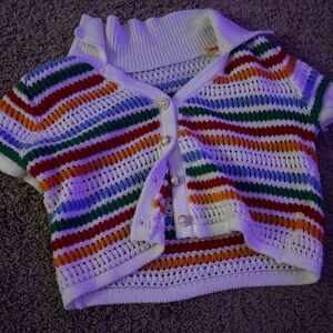 Striped Knit Button-Up Cardigan